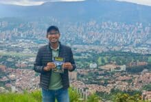 Saurabh Gupta holding An Indian Traveler in Medellín, Colombia