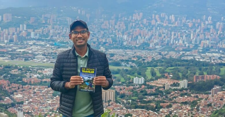 Saurabh Gupta holding An Indian Traveler in Medellín, Colombia