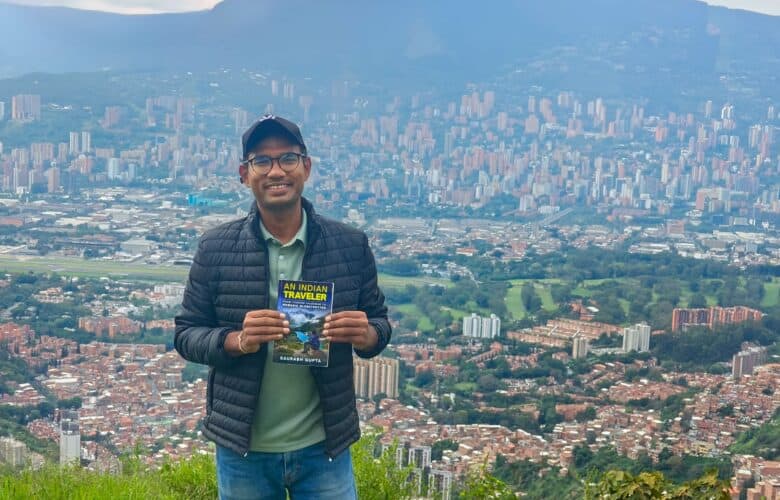 Saurabh Gupta holding An Indian Traveler in Medellín, Colombia