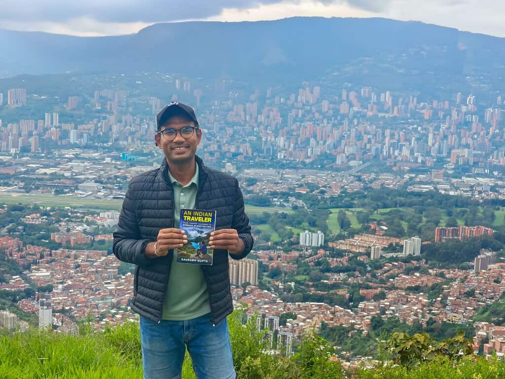 Saurabh Gupta holding An Indian Traveler in Medellín, Colombia